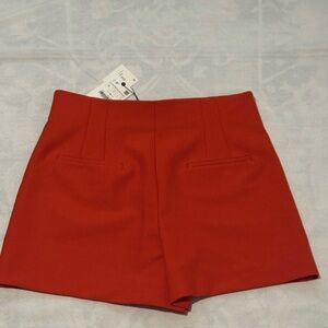High Waist Red Women's Shorts